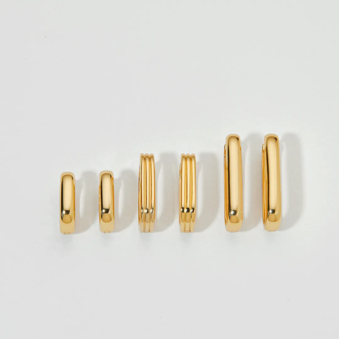 Gold Thick Squared Hoop Earrings