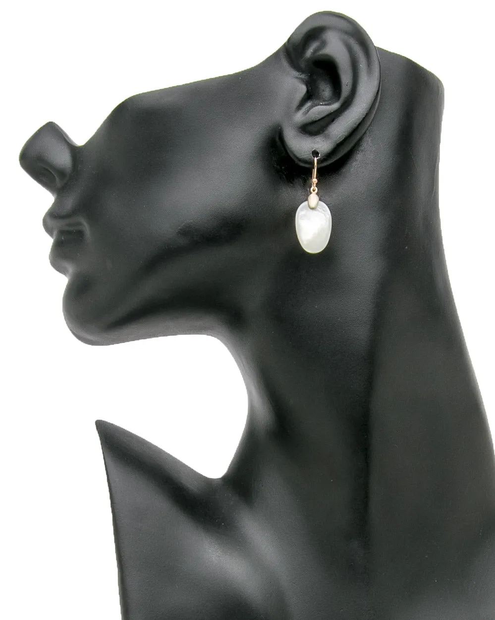 Gold Top Mother of Pearl Small Chip Earrings