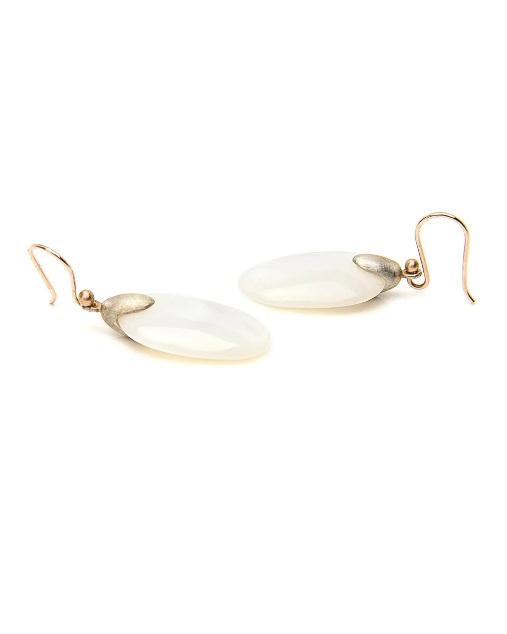 Gold Top Mother of Pearl Small Chip Earrings