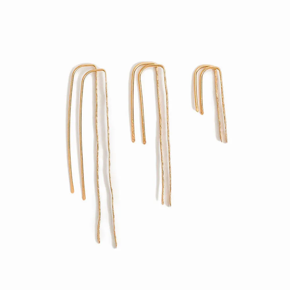 Gold Twig Threader Earrings