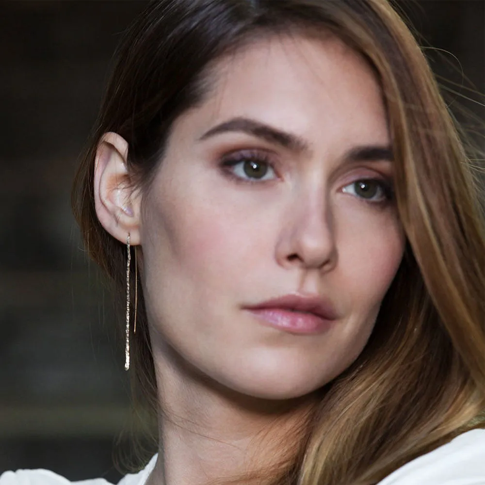 Gold Twig Threader Earrings