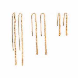 Gold Twig Threader Earrings