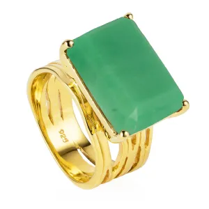 Gold Vermeil Ring Chrysoprase Pietra