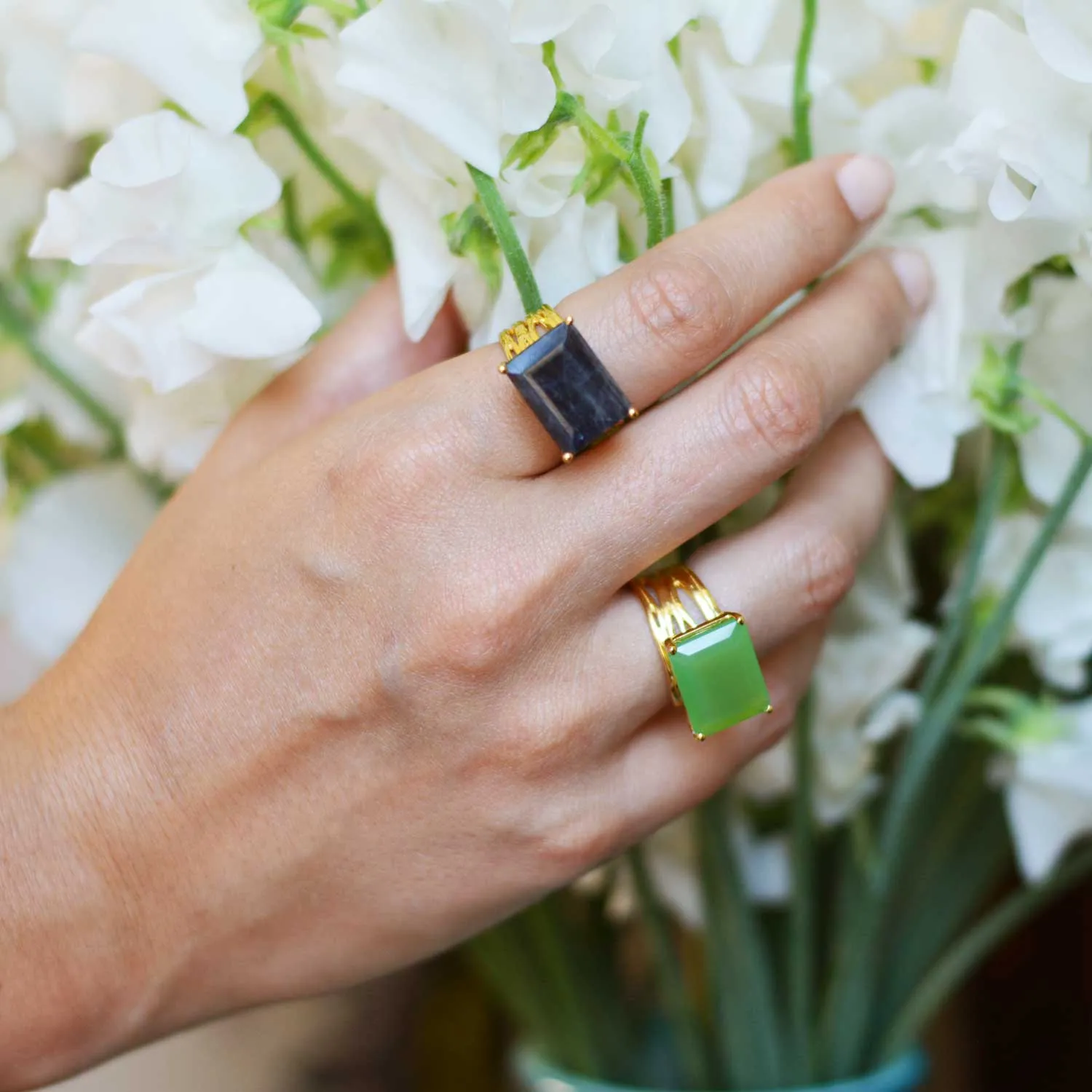 Gold Vermeil Ring Chrysoprase Pietra