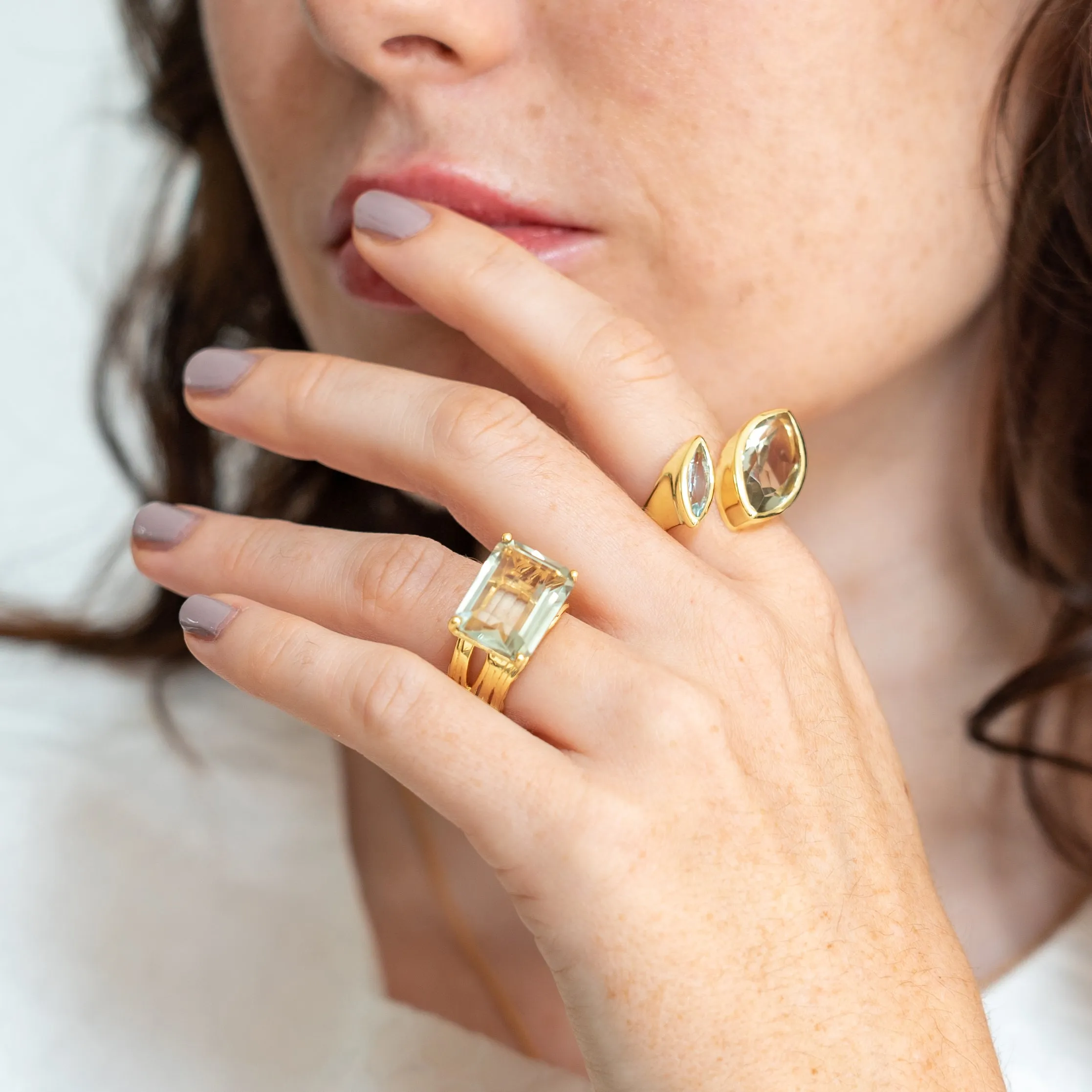 Gold Vermeil Ring Chrysoprase Pietra