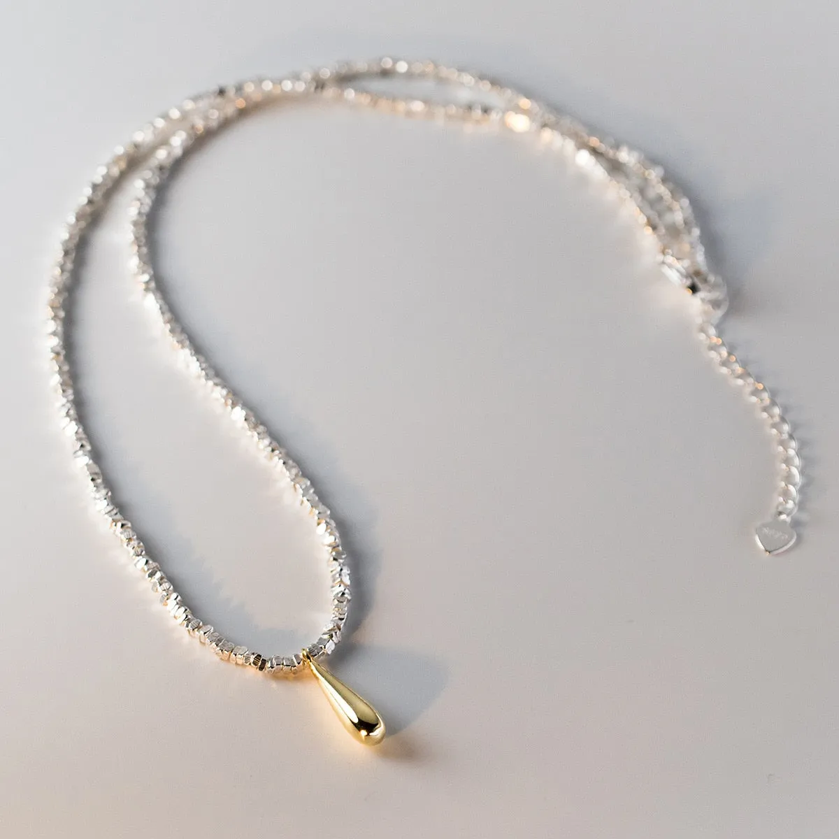 Gold Water Drop Pendant Necklace