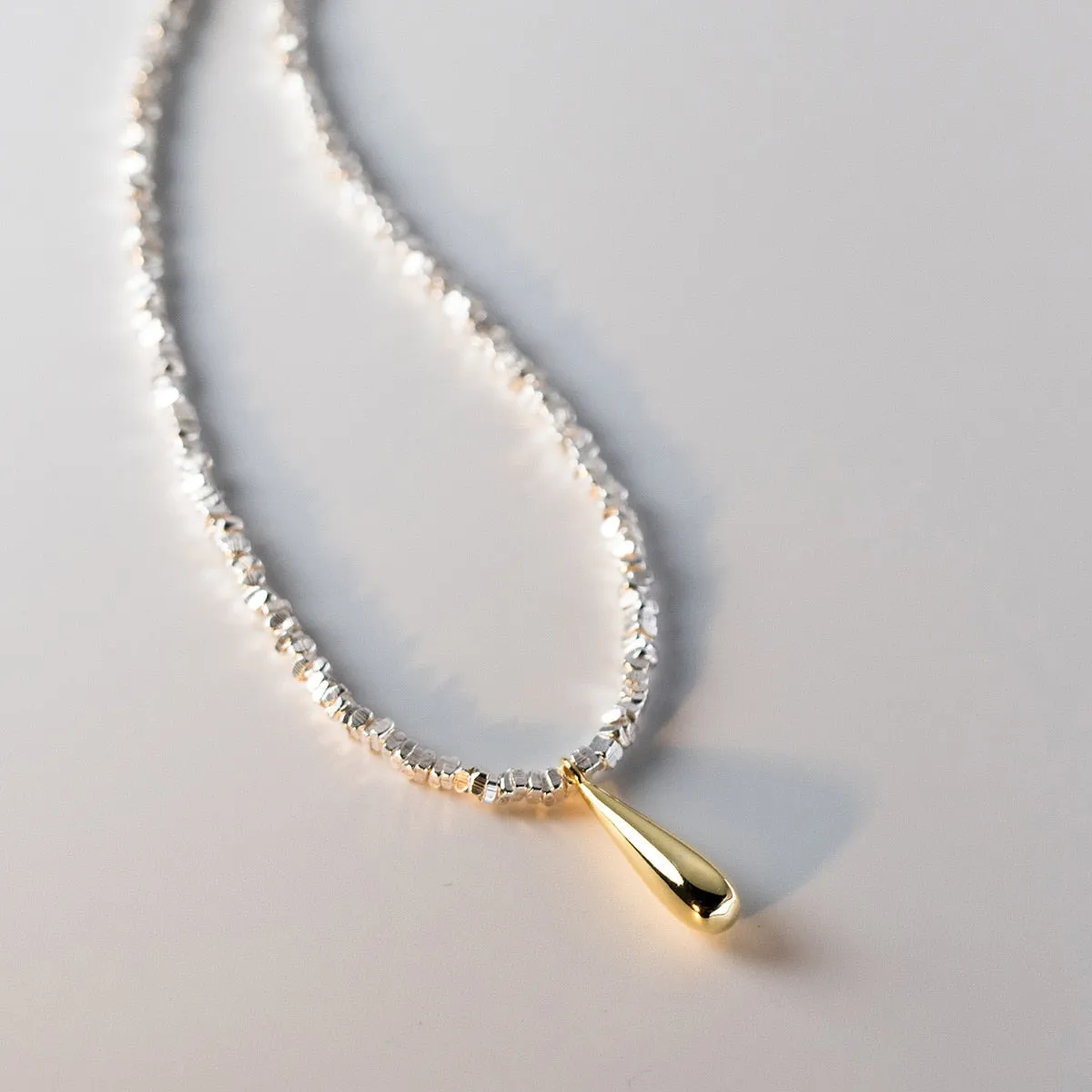 Gold Water Drop Pendant Necklace