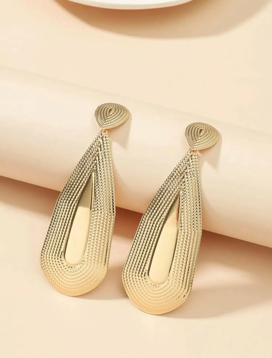 Gold Water Drop Statement Earrings