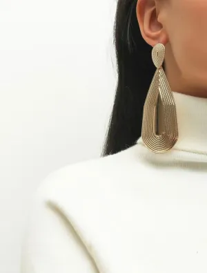 Gold Water Drop Statement Earrings