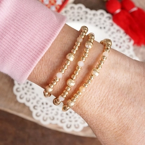 Limited Stock Gold-Tone Ball and Glass Beaded Stretch Bracelet Set