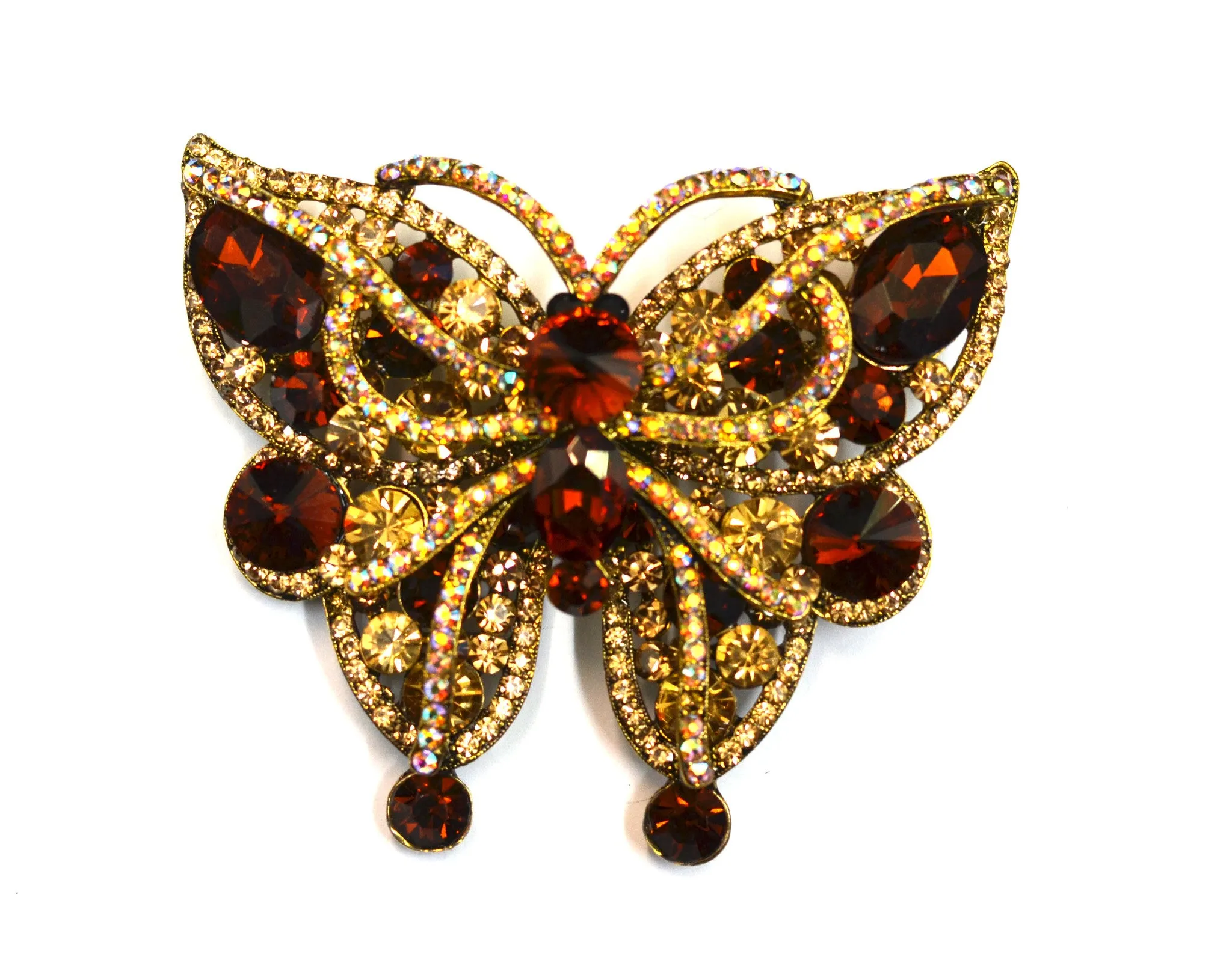 Golden Amber Large Butterfly Brooch