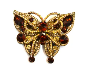 Golden Amber Large Butterfly Brooch