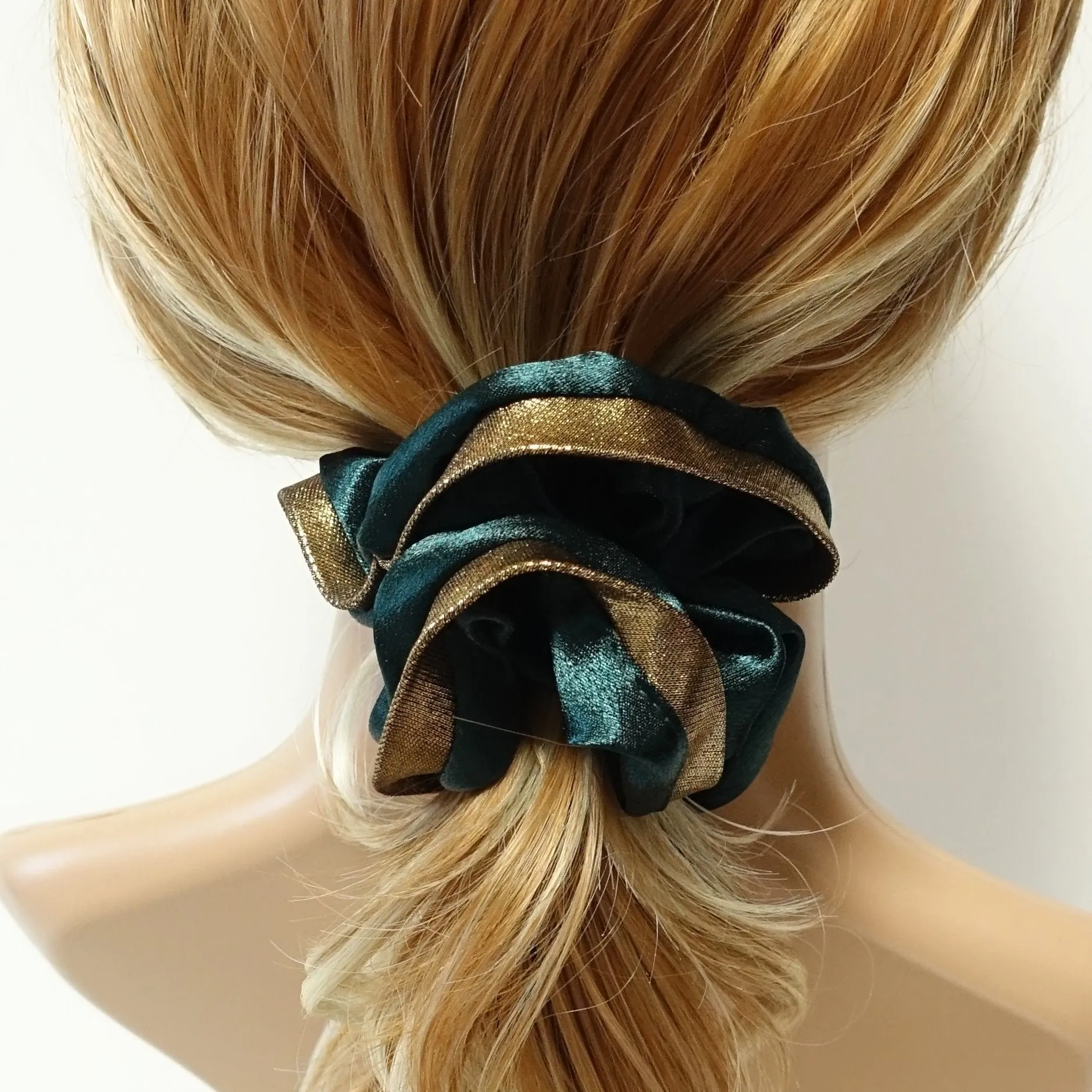 golden dazzling trim vivid satin scrunchies women hair elastic scrunchy accessory