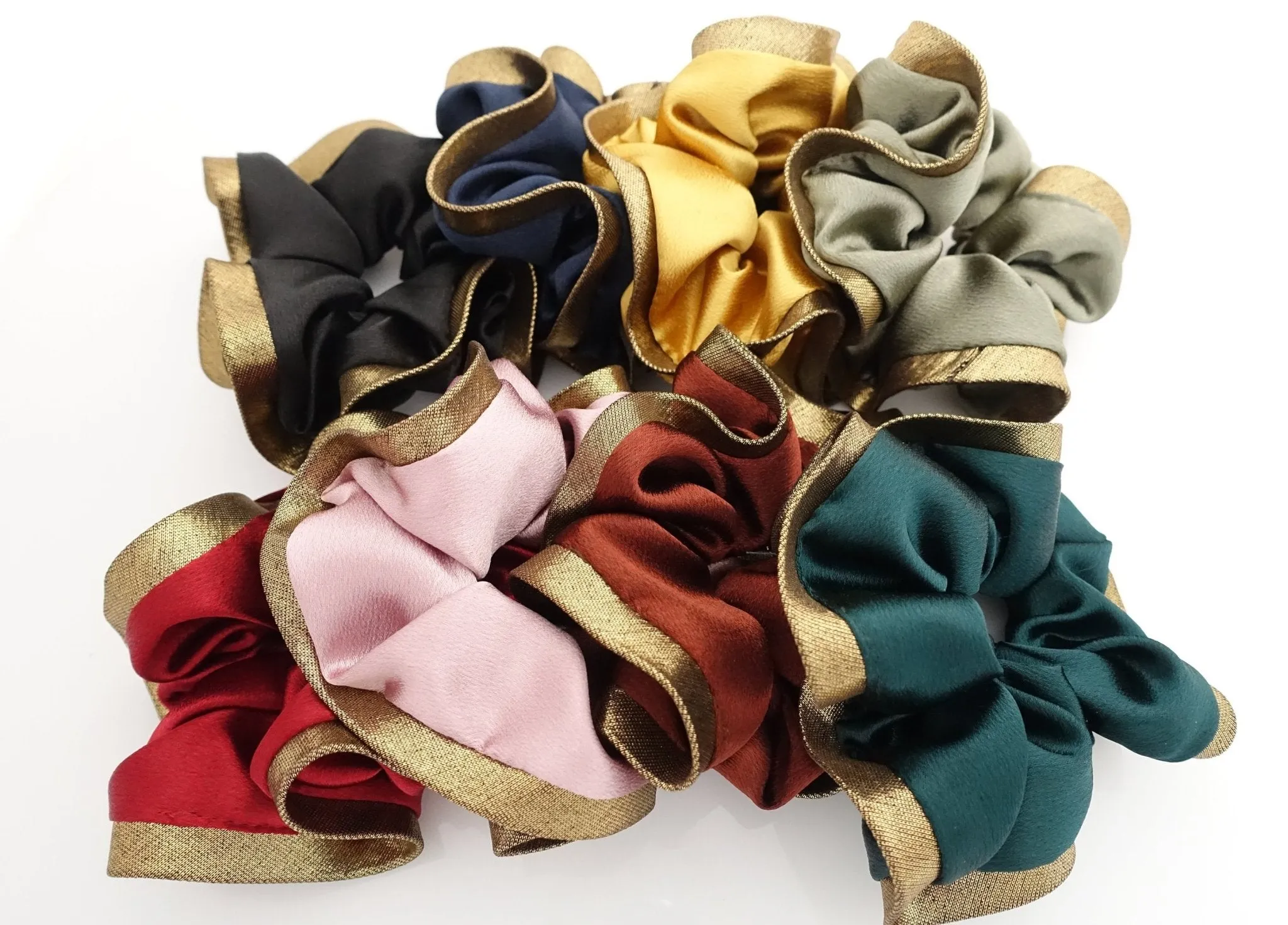 golden dazzling trim vivid satin scrunchies women hair elastic scrunchy accessory