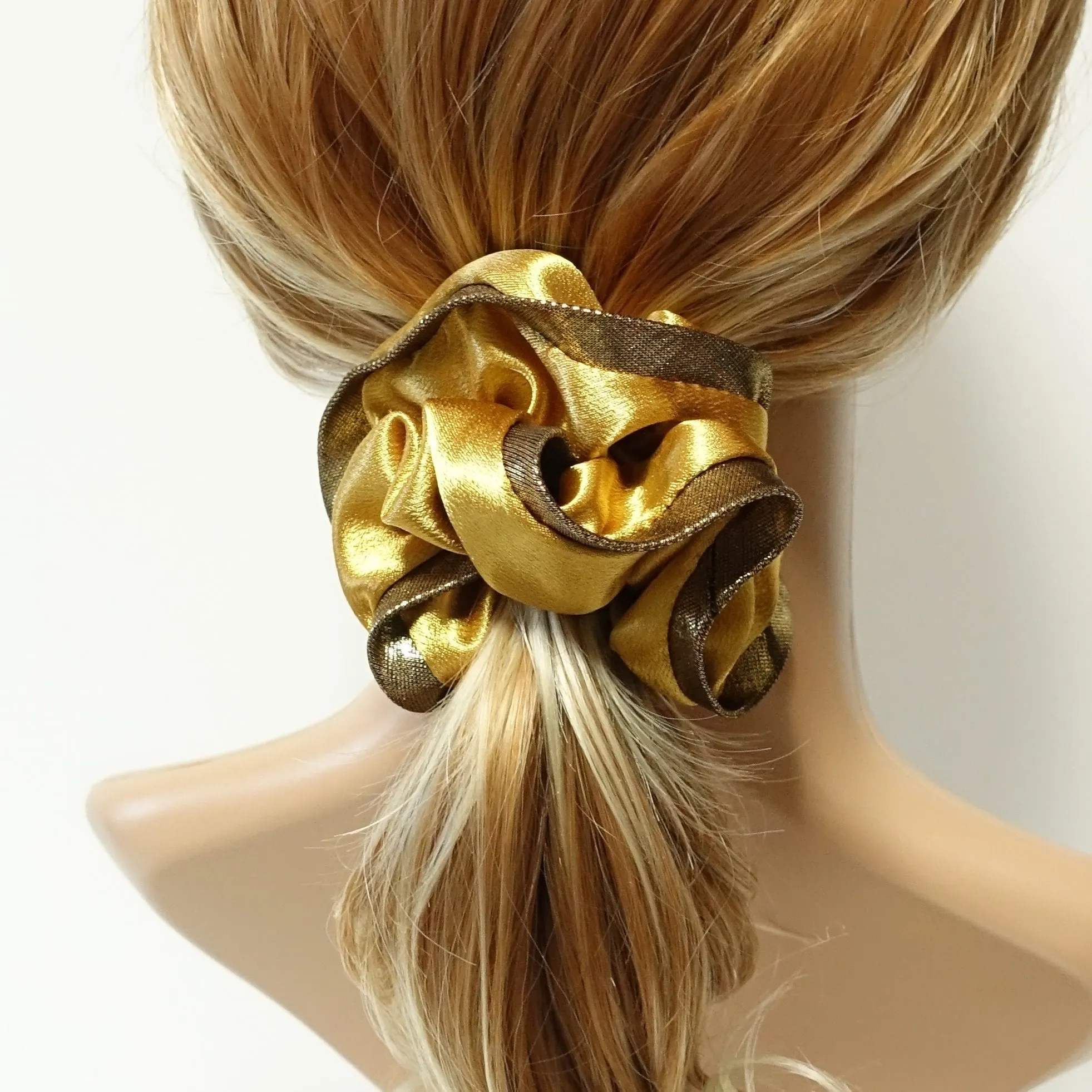 golden dazzling trim vivid satin scrunchies women hair elastic scrunchy accessory