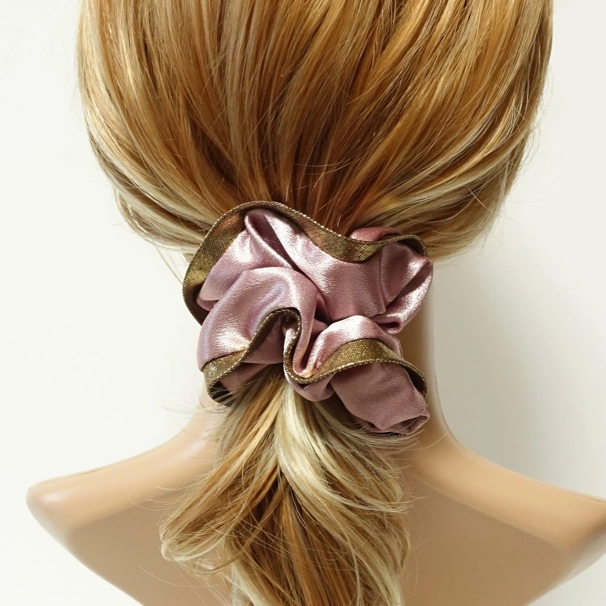 golden dazzling trim vivid satin scrunchies women hair elastic scrunchy accessory
