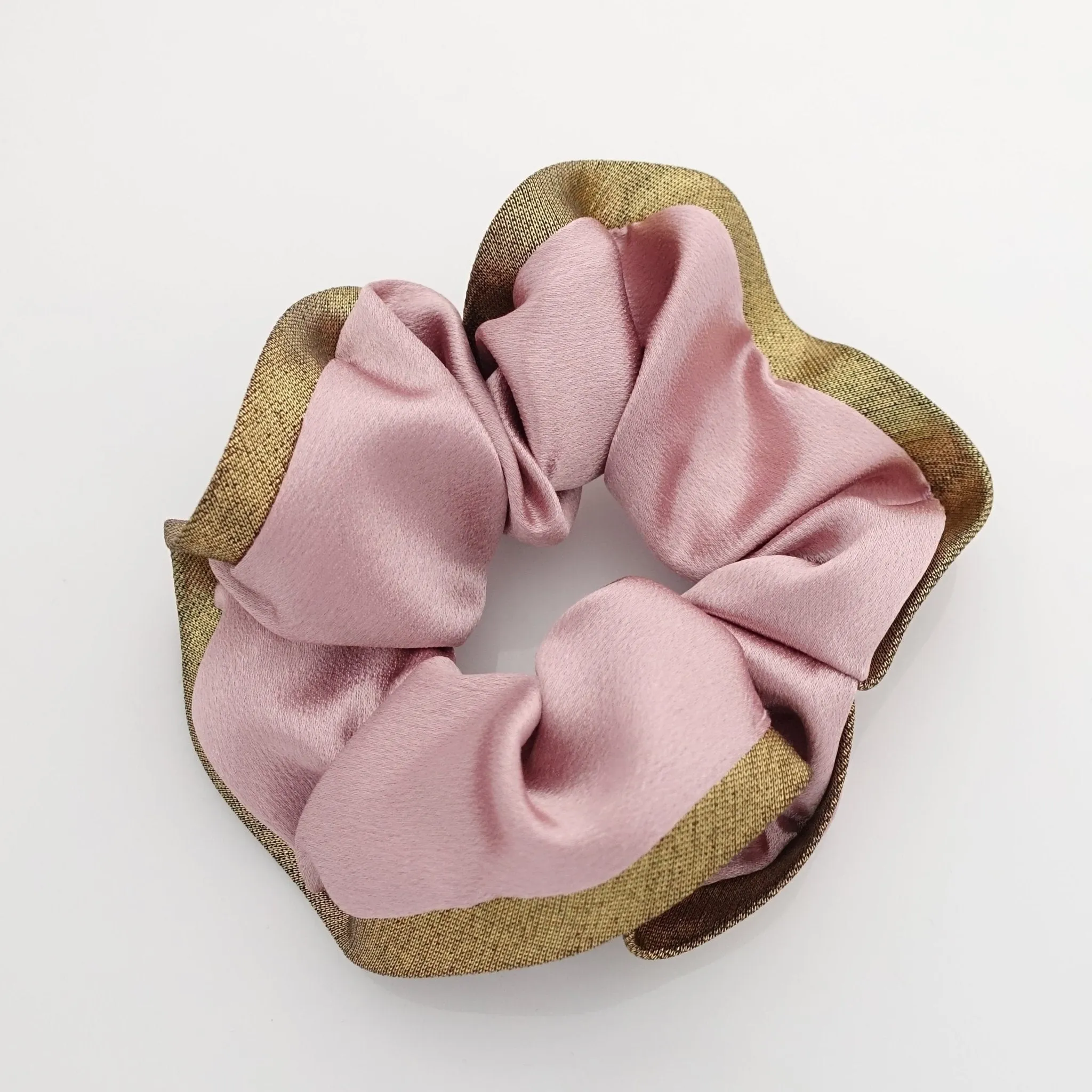 golden dazzling trim vivid satin scrunchies women hair elastic scrunchy accessory