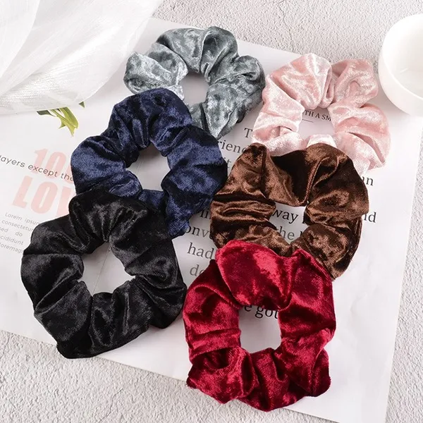 Golden velvet large intestine Hair Scrunchies JDC-HS-K039