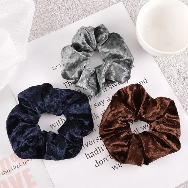 Golden velvet large intestine Hair Scrunchies JDC-HS-K039