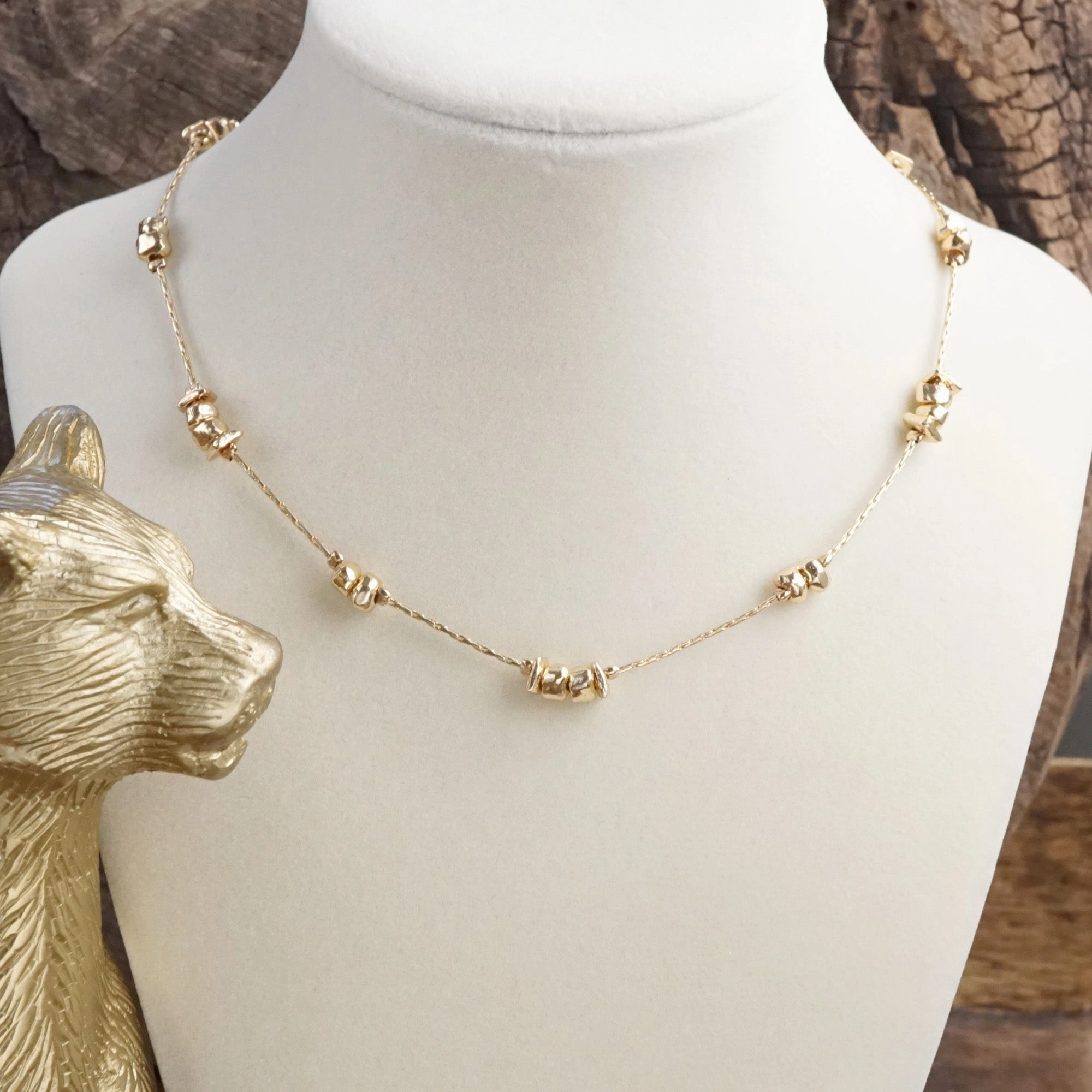 Golden Glimmer ?C Dainty Station Necklace with Beads Affordable Accessory Meaningful Jewelry