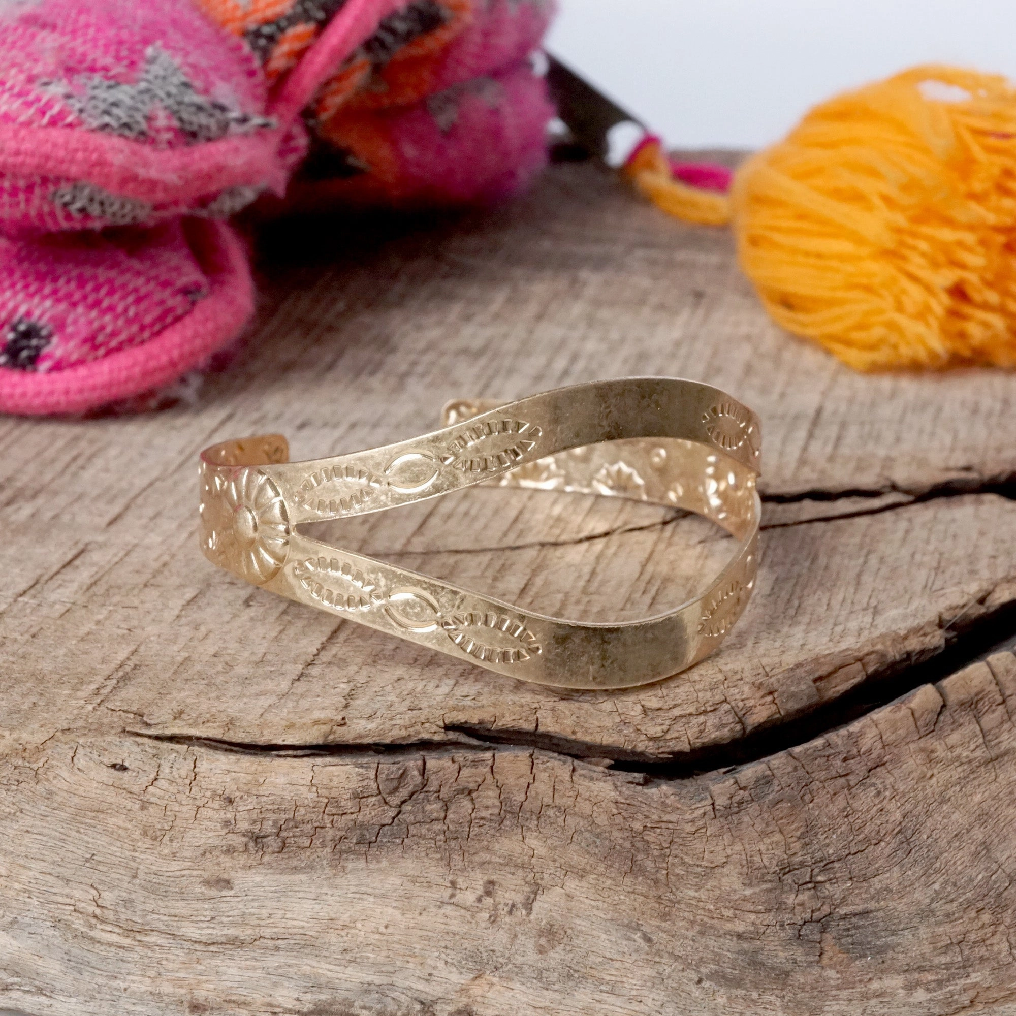 Signature Brand Golden Odyssey ?C Boho Gypsy Stamped Cuff