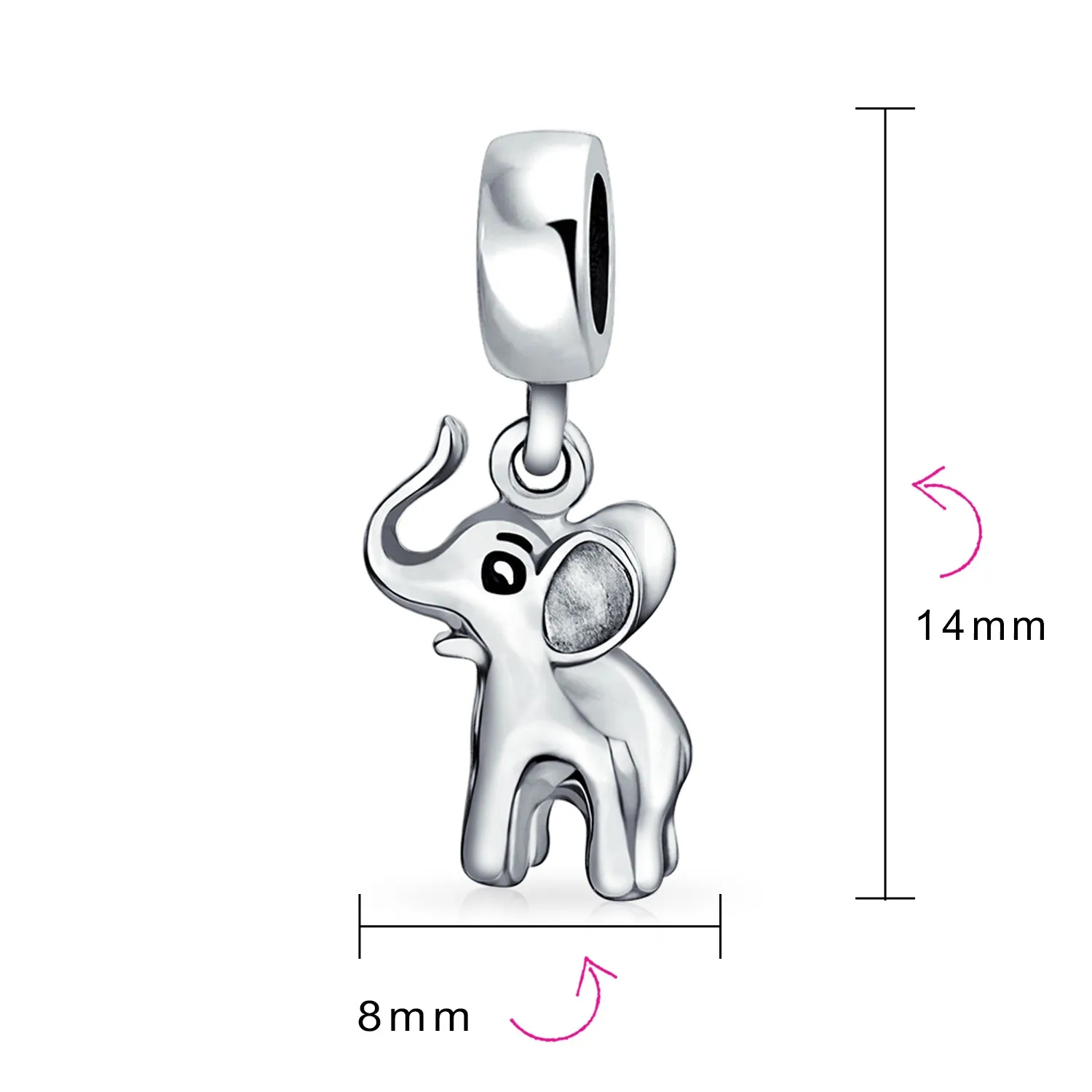 Good Luck Bambi Elephant Dangle Charm Bead Sterling Silver for European Bracelet