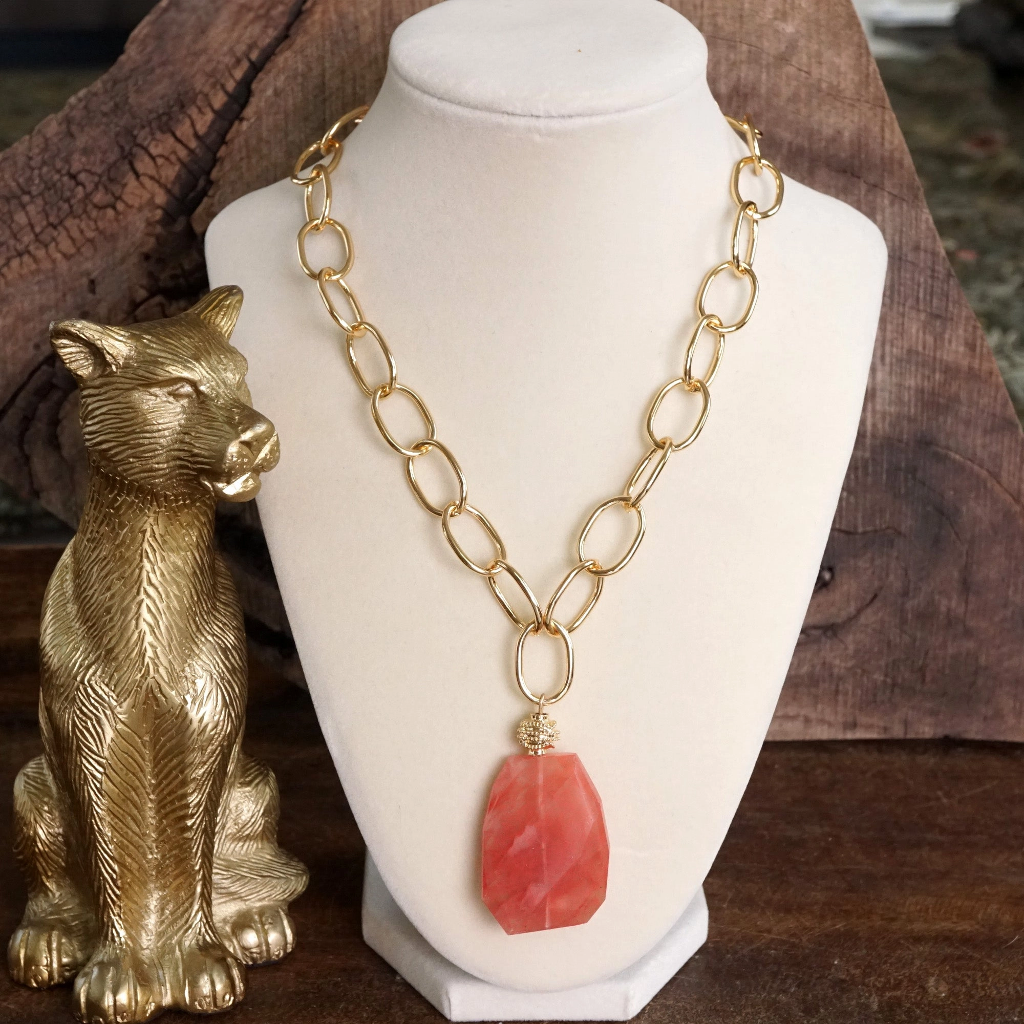 Comfortable Present Statement Natural Stone Chain necklace