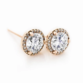 Round Lab Grown Diamond Martini Halo Stud Earrings Sturdy Adornment