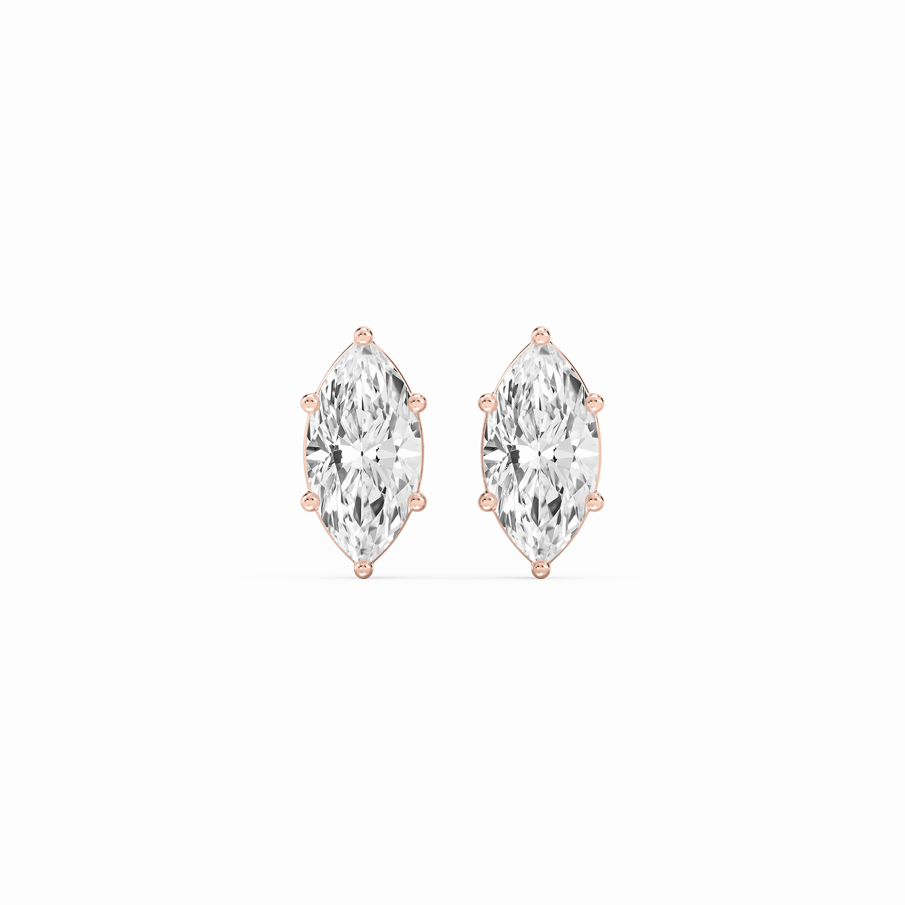 Marquise Lab Grown Diamond Six Prong Basket Stud Earrings Sparkling Product