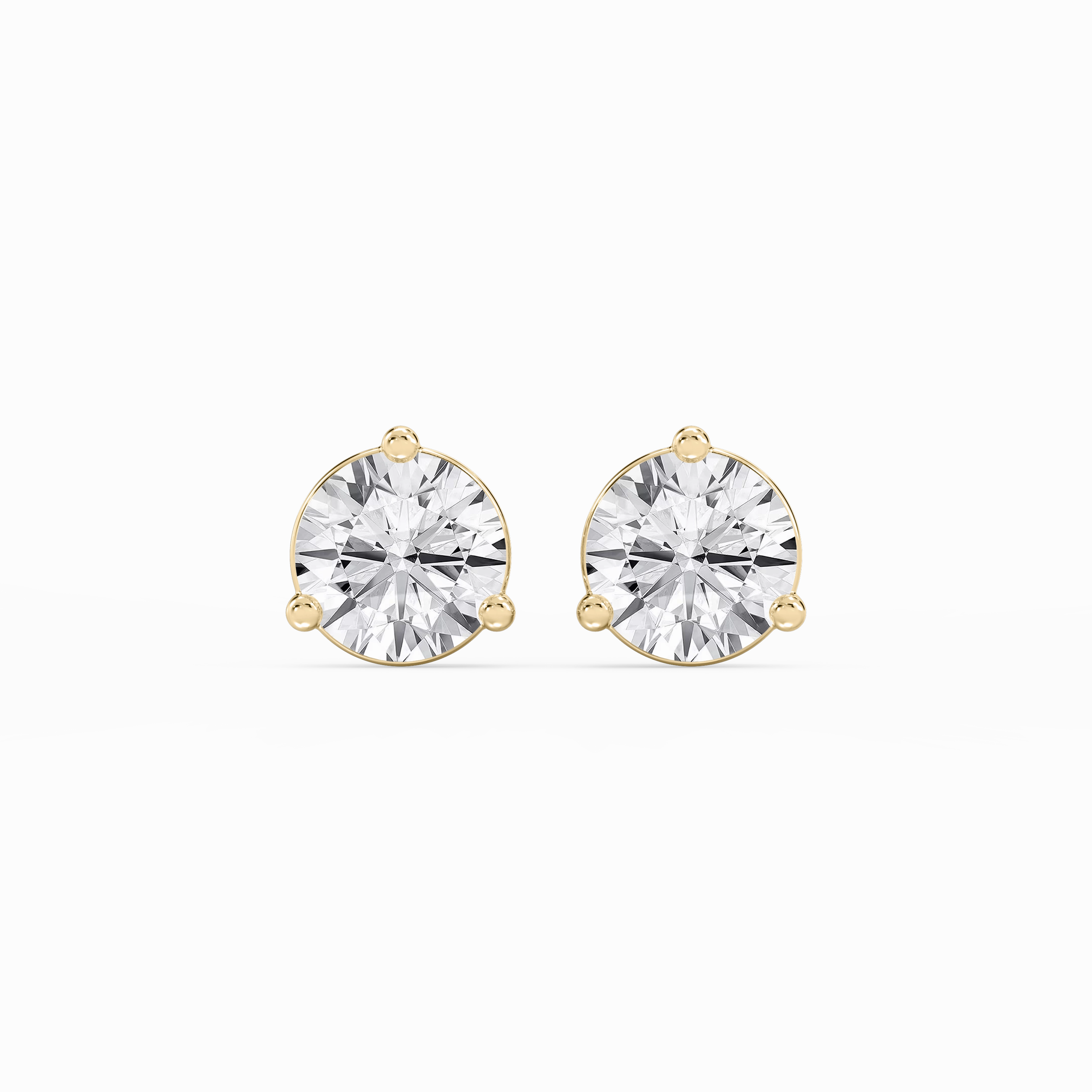 Round Lab Grown Diamond Classic Three Prong Basket Threaded Stud Earrings Night Item