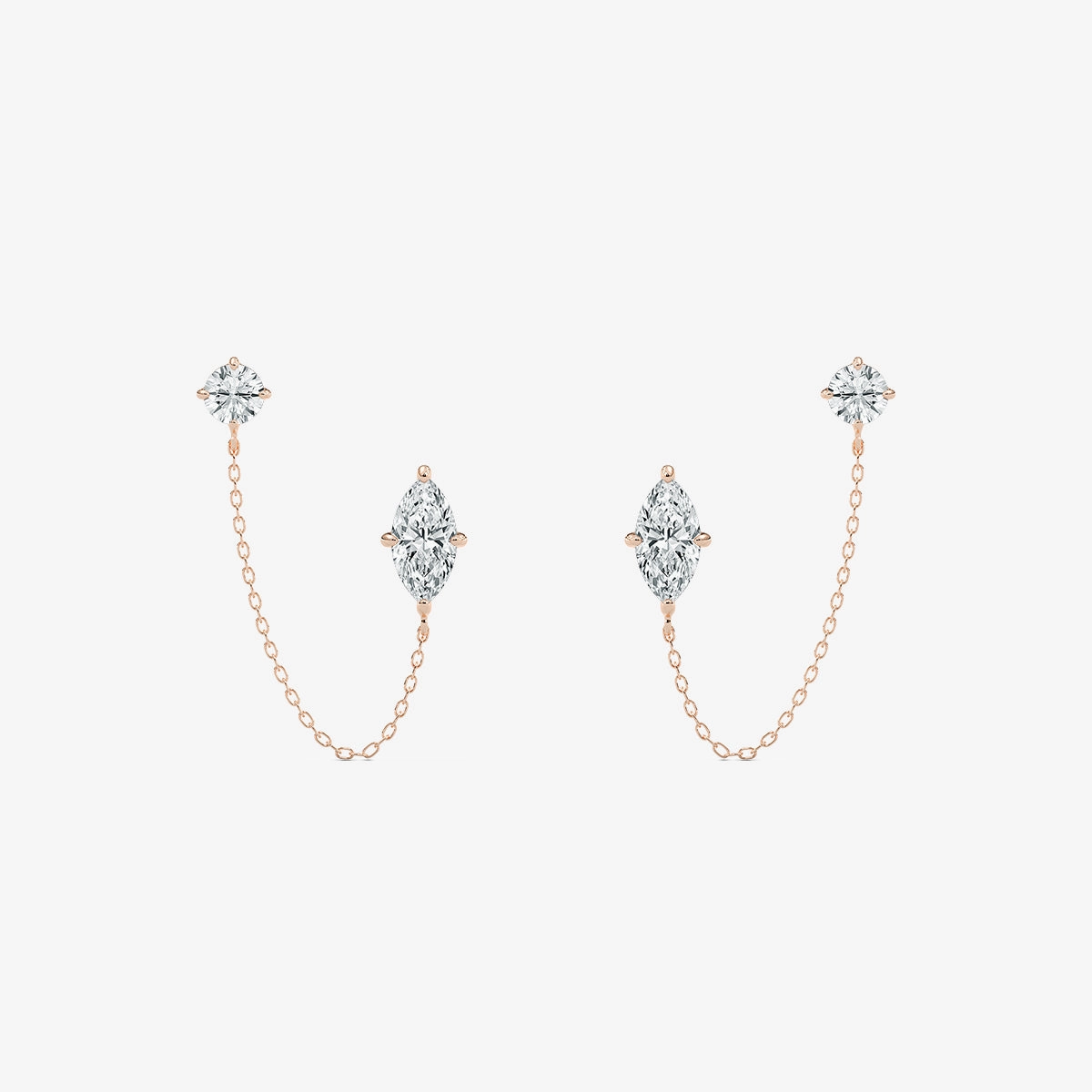 1/3 ctw Round and Marquise Lab Grown Diamond Chain Dangle Earrings Big Trinket