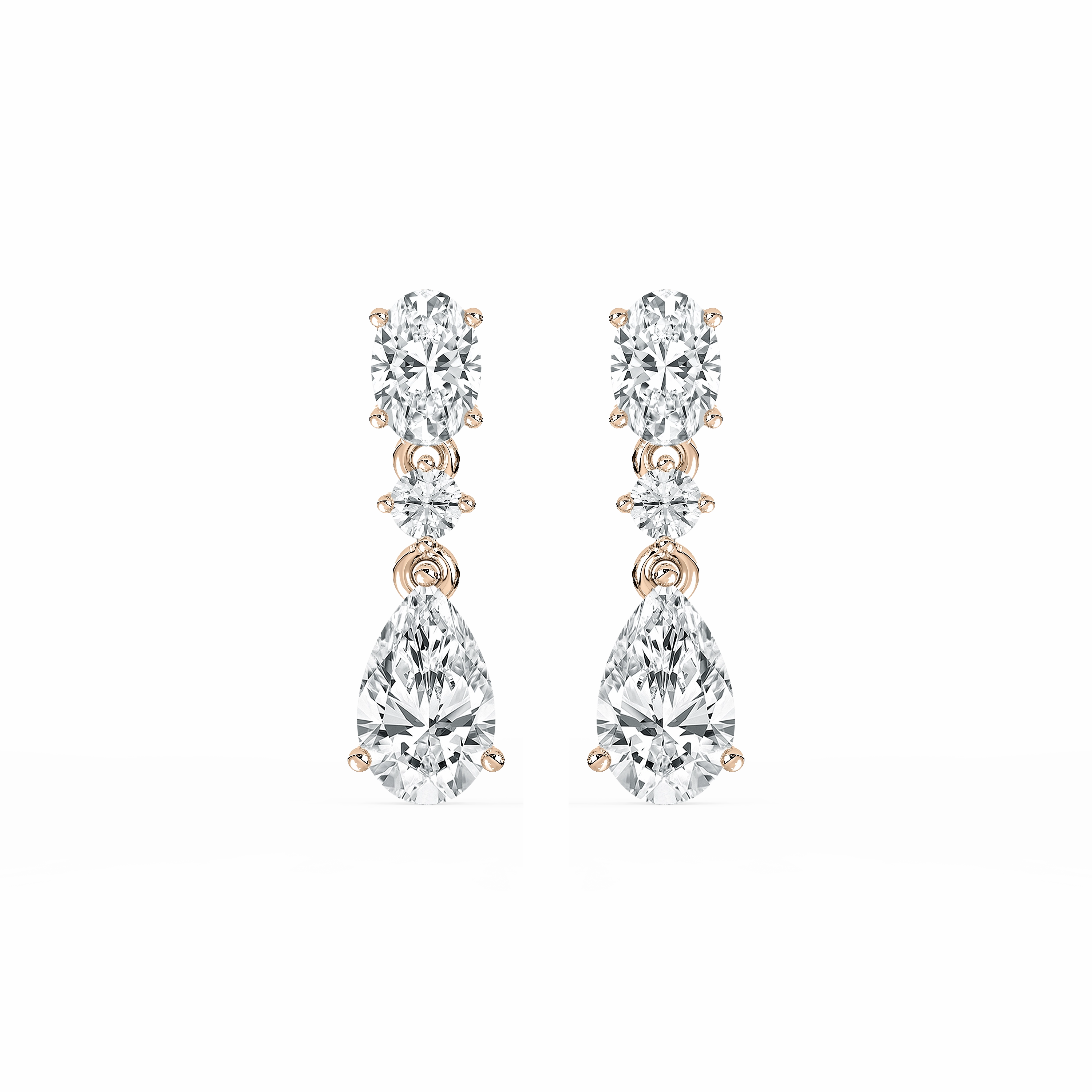 Minimalist Choice 1 2/? ctw Oval and Pear Lab Grown Diamond Trio Drop Earrings