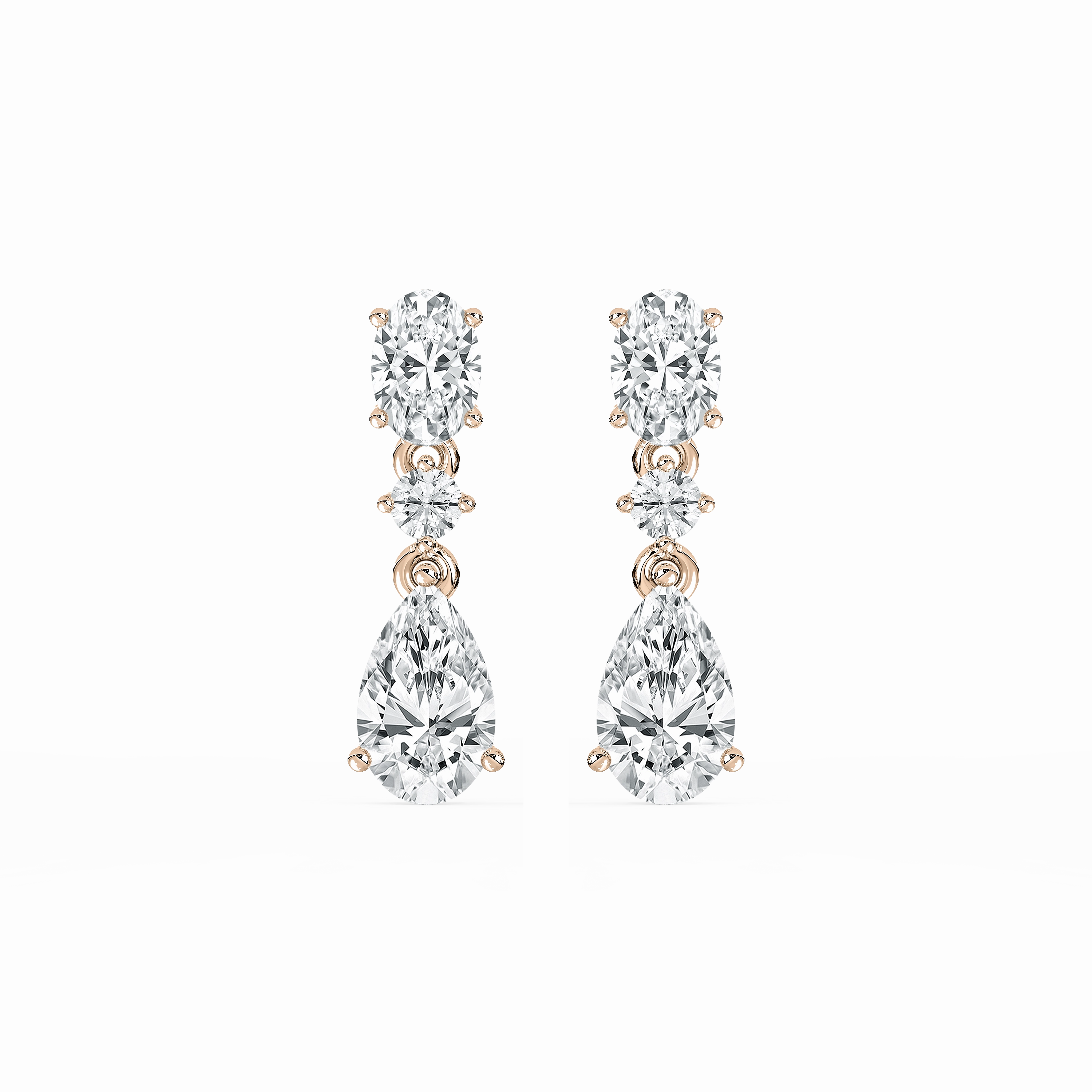 Exquisite Ornament Colorful Accent 1 2/? ctw Oval and Pear Lab Grown Diamond Trio Drop Earrings