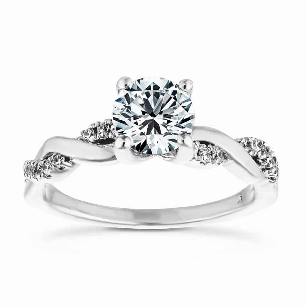 Versatile Shine Series Item Sadie Round Lab Grown Diamond Twist Side Stone Engagement Ring