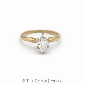 Distinctive Accessory Representational Piece .65ct Marquise Diamond Solitaire Ring in 14KT Yellow Gold
