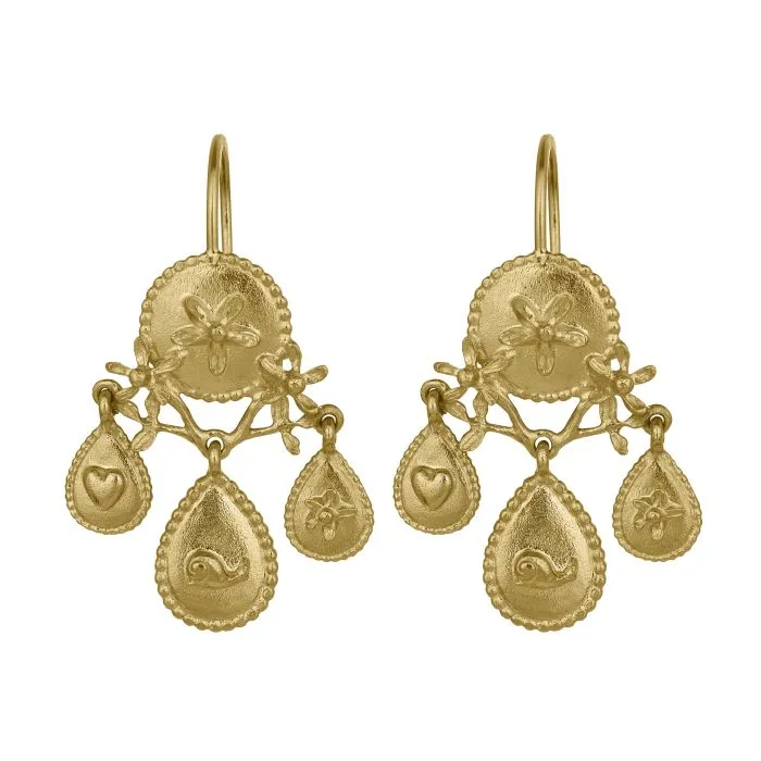 Gratitude for Nature Girandole Chandelier Earrings Gold Plated