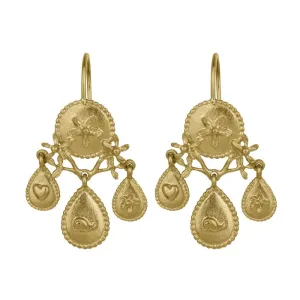Gratitude for Nature Girandole Chandelier Earrings Gold Plated
