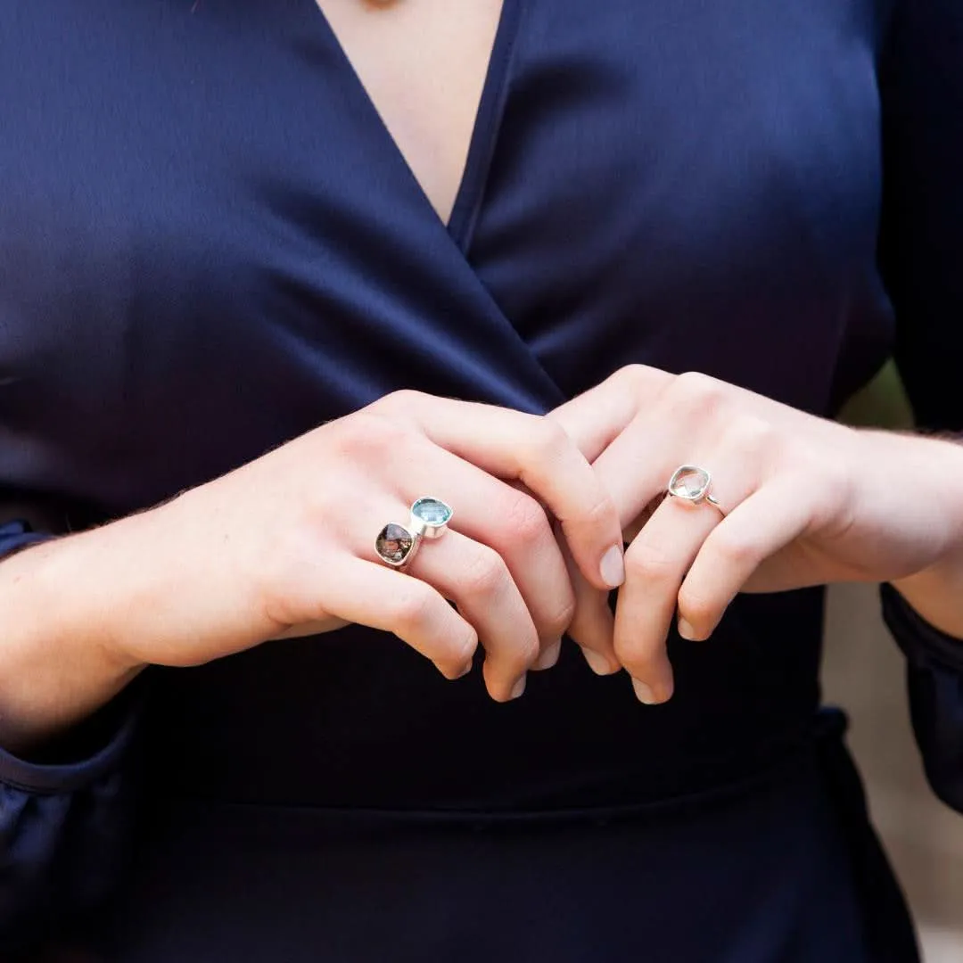 Green Amethyst Cocktail Ring | Silver