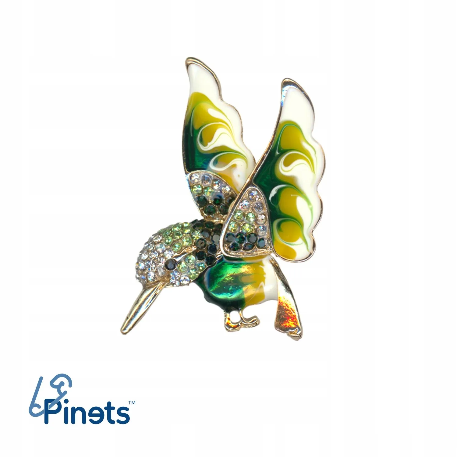 Green hummingbird - brooch with a bird