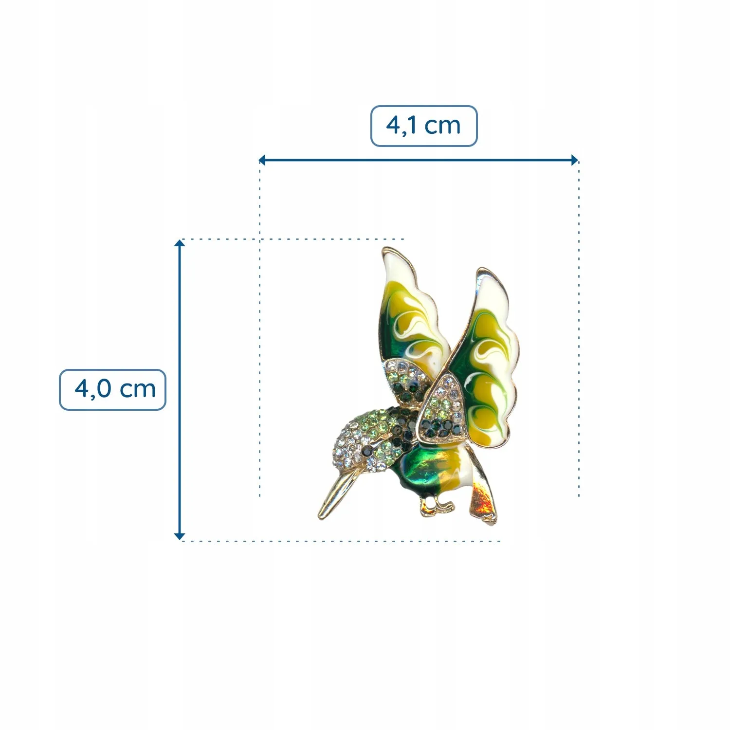 Green hummingbird - brooch with a bird