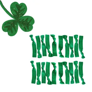 Green Ribbon Hair Ties - 20 Pack