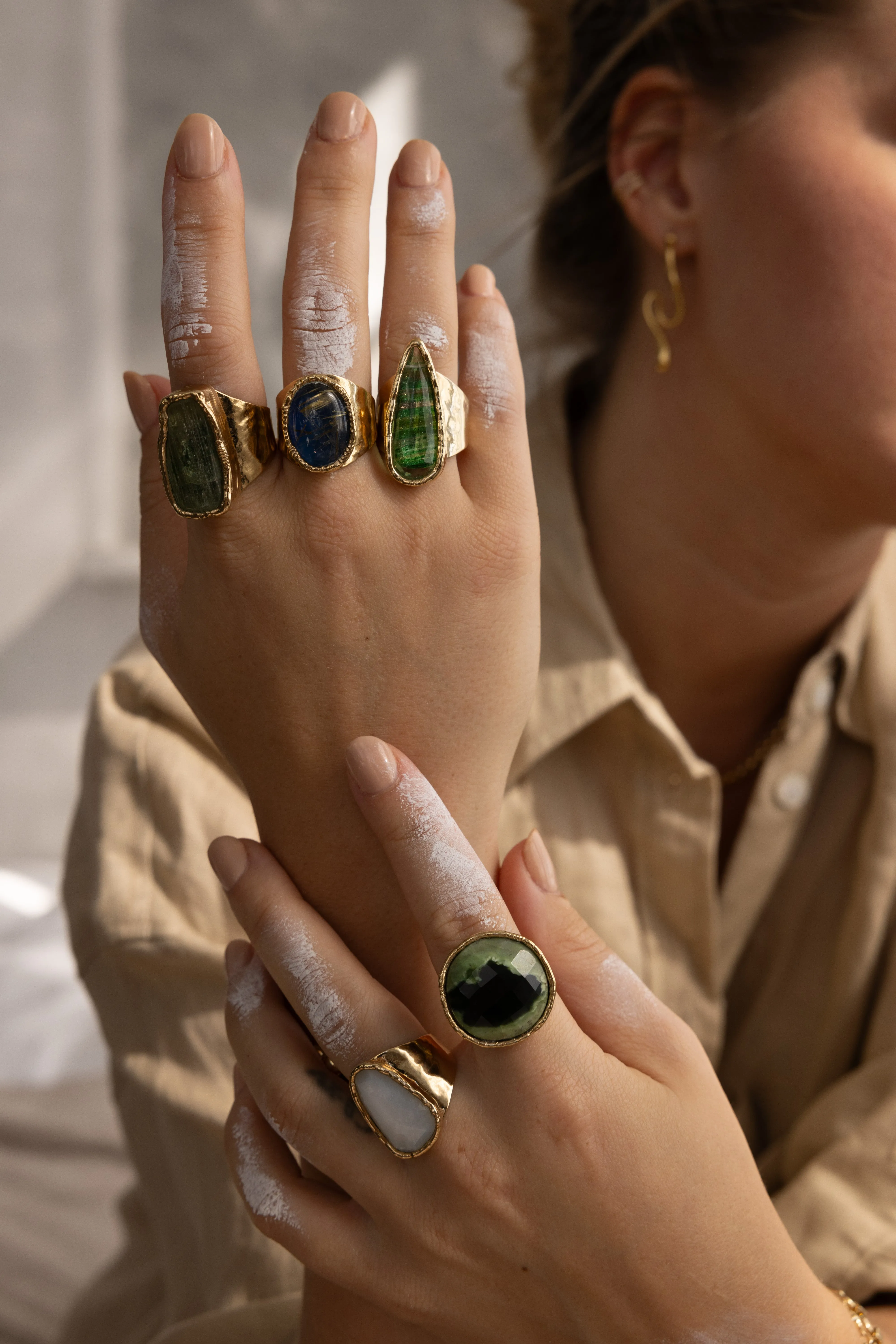 Green Tourmaline Rectangle Cocktail Ring