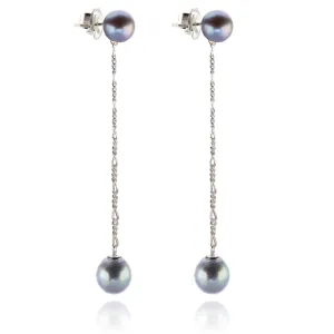 Grey Freshwater Pearl 'It's A Long Story' Drop Earrings