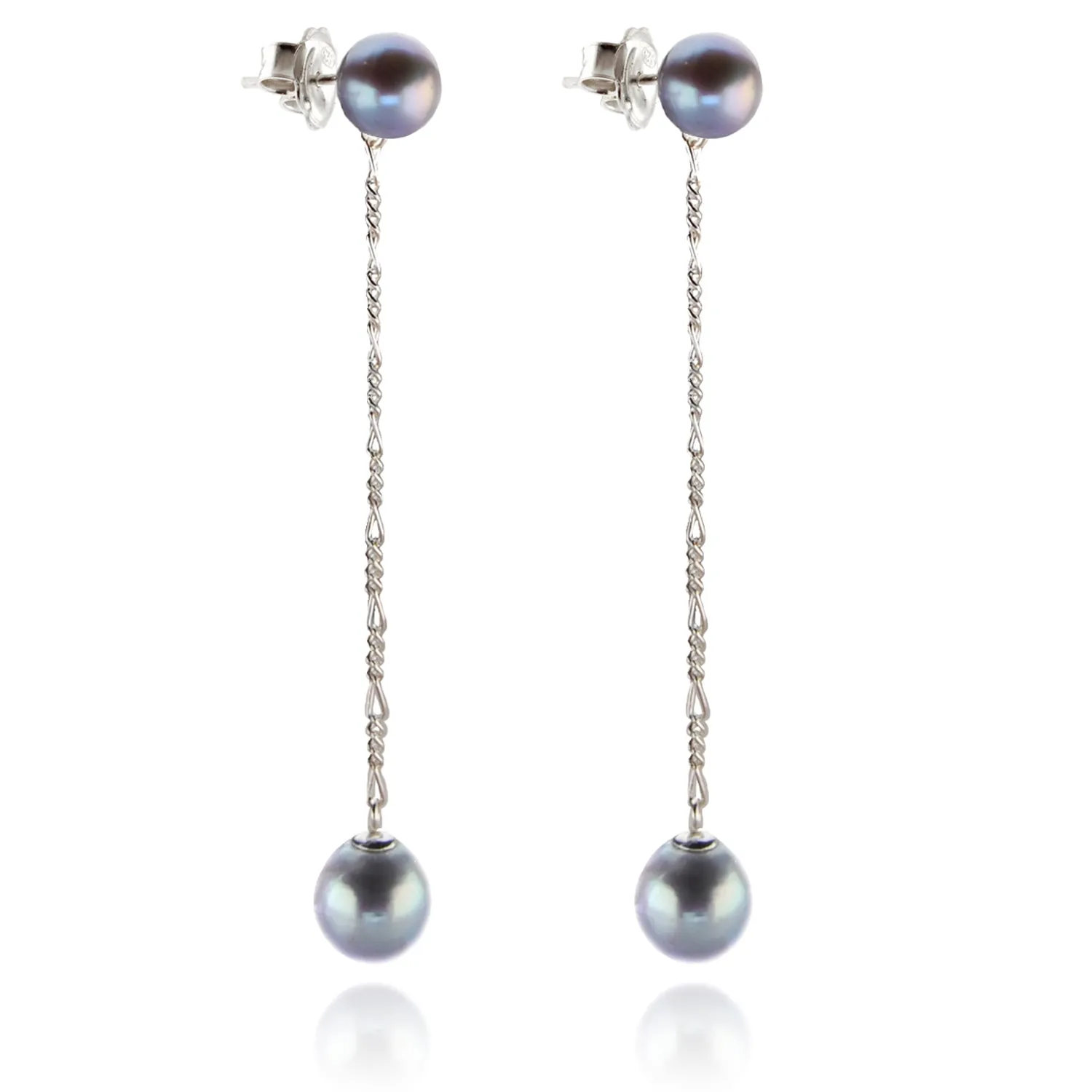 Grey Freshwater Pearl 'It's A Long Story' Drop Earrings