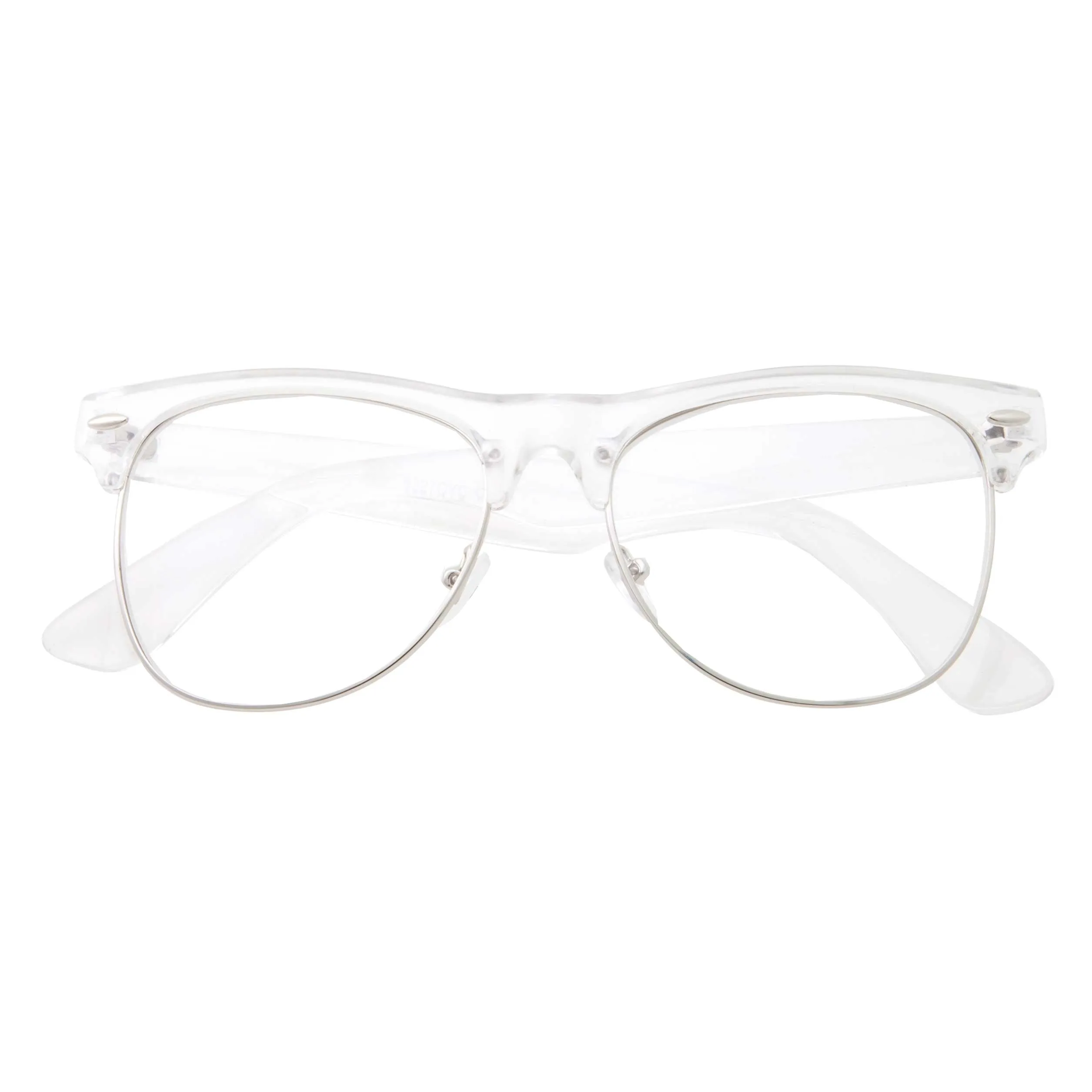 grinderPUNCH Retro Metal Semi-Rimless Fashion Clear Lens Glasses - Unisex