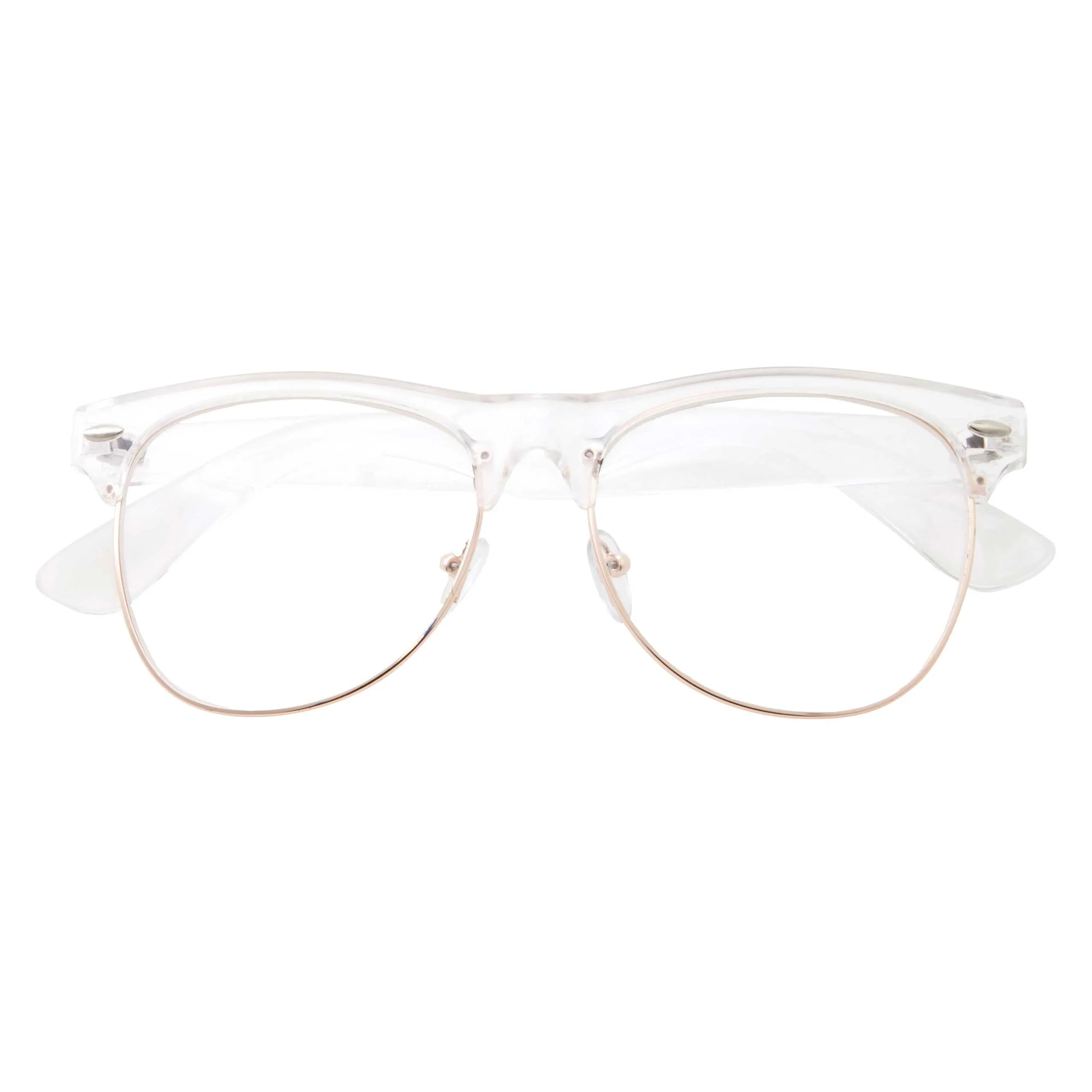 grinderPUNCH Retro Metal Semi-Rimless Fashion Clear Lens Glasses - Unisex