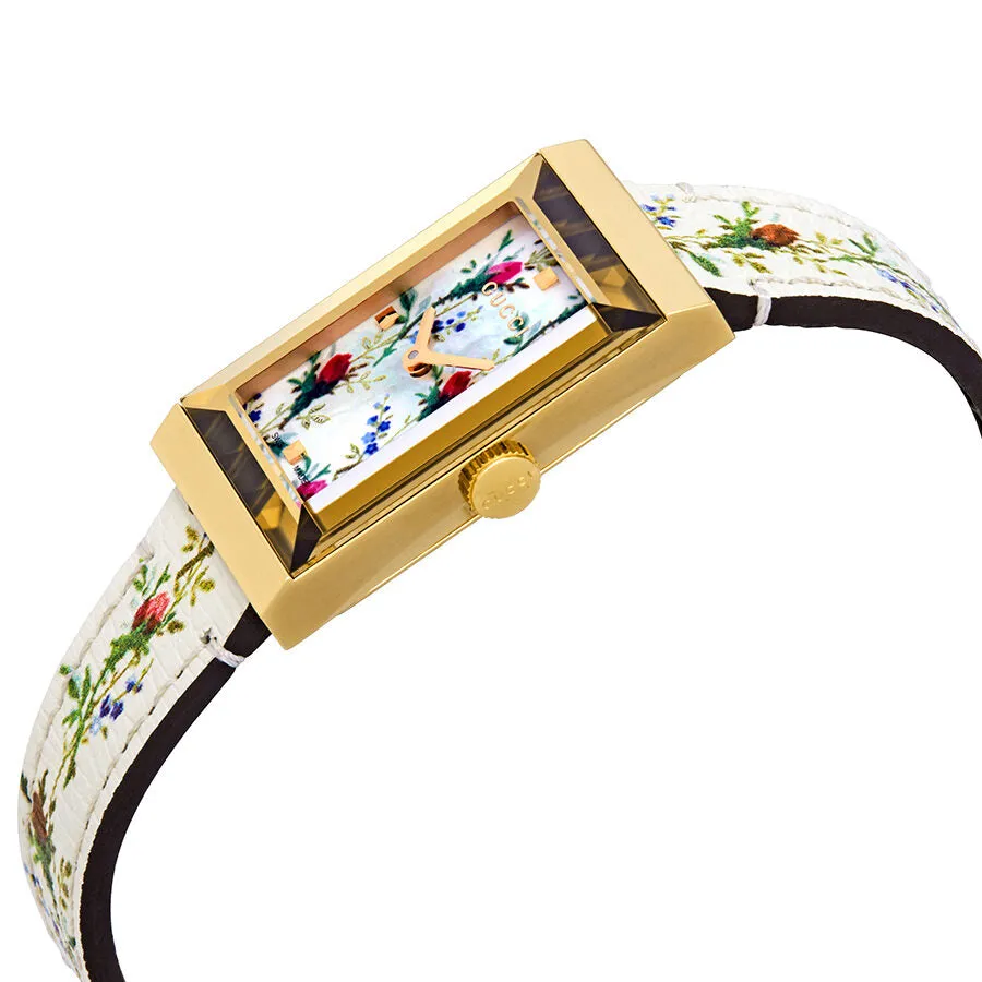 Gucci G-Frame Mother of Pearl Floral Dial Ladies Watch YA147407