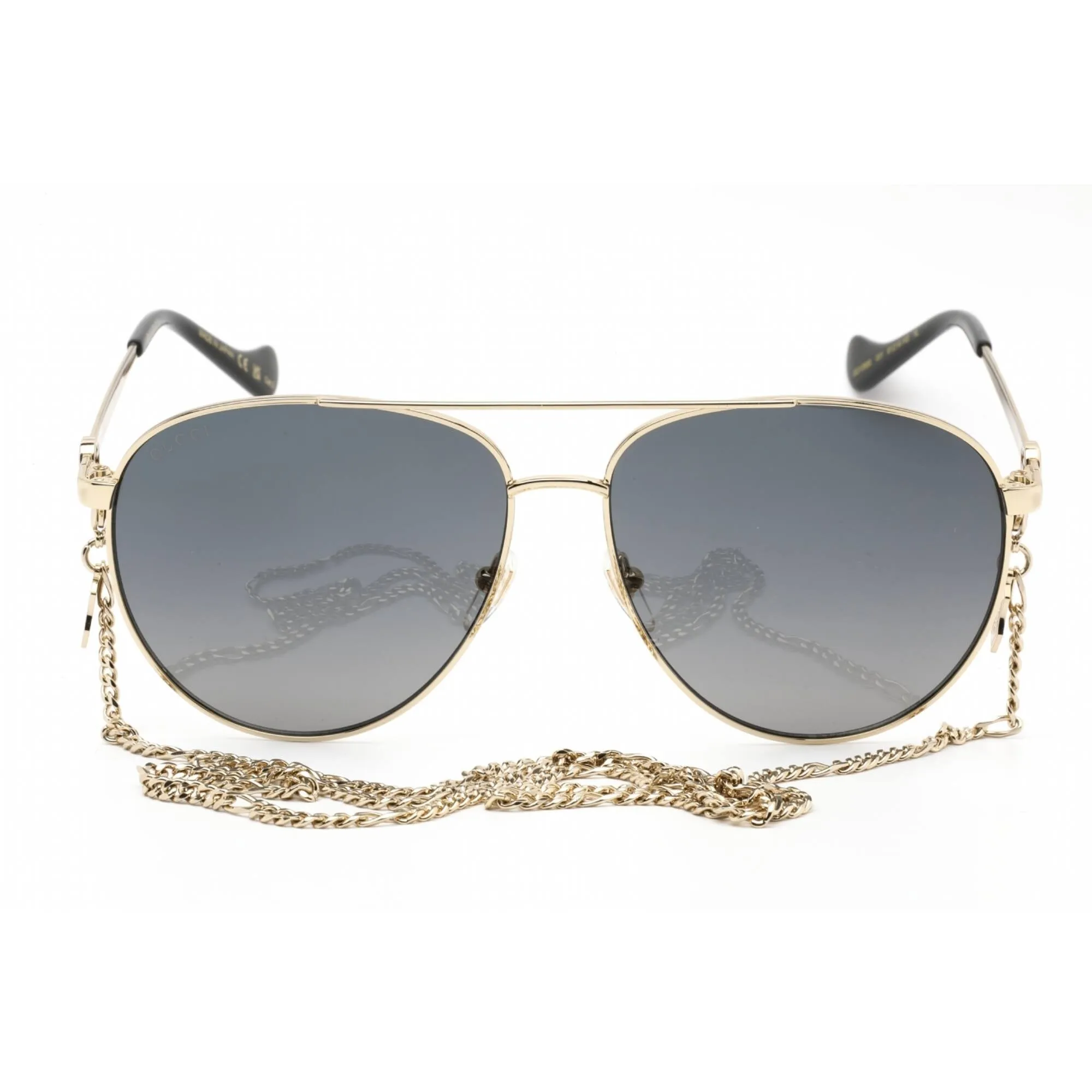 Gucci Women's Sunglasses - Gold Metal Aviator Full Rim Frame Grey Lens | GG1088S 001