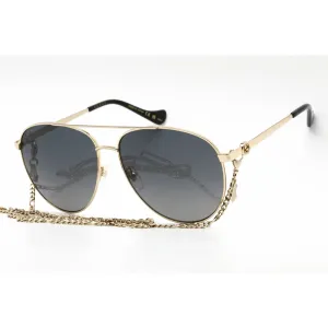 Gucci Women's Sunglasses - Gold Metal Aviator Full Rim Frame Grey Lens | GG1088S 001