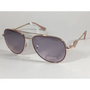 Guess Aviator Pilot Sunglasses Nude Peach Rose Gold Metal Semi Mirror Lens GF0344 28U